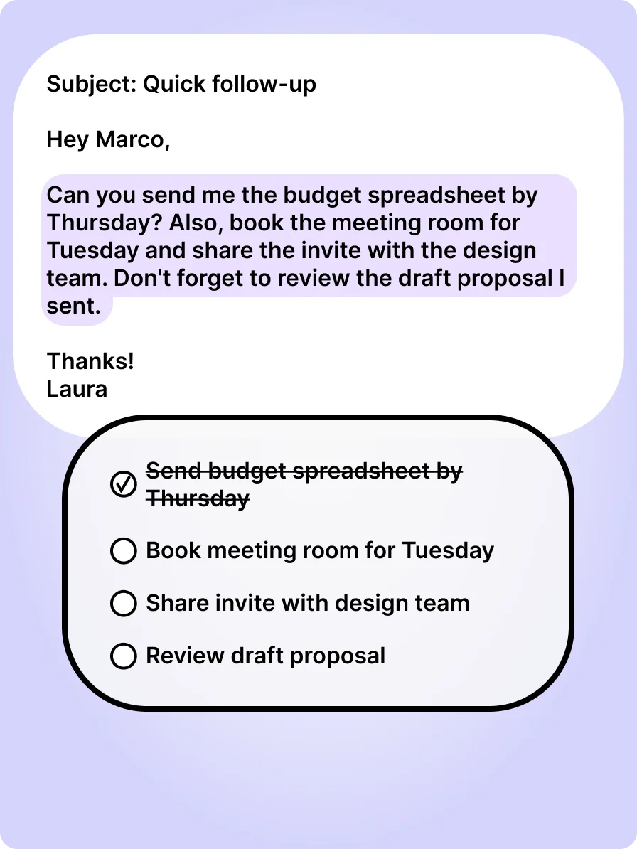 Turn text into tasks